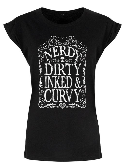 Nerdy Dirty Inked & Curvy Ladies Premium Black T-Shirt - Sweet Cokie 