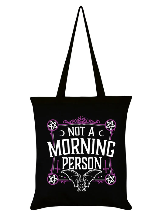 Not A Morning Person Black Tote Bag - Sweet Cokie 