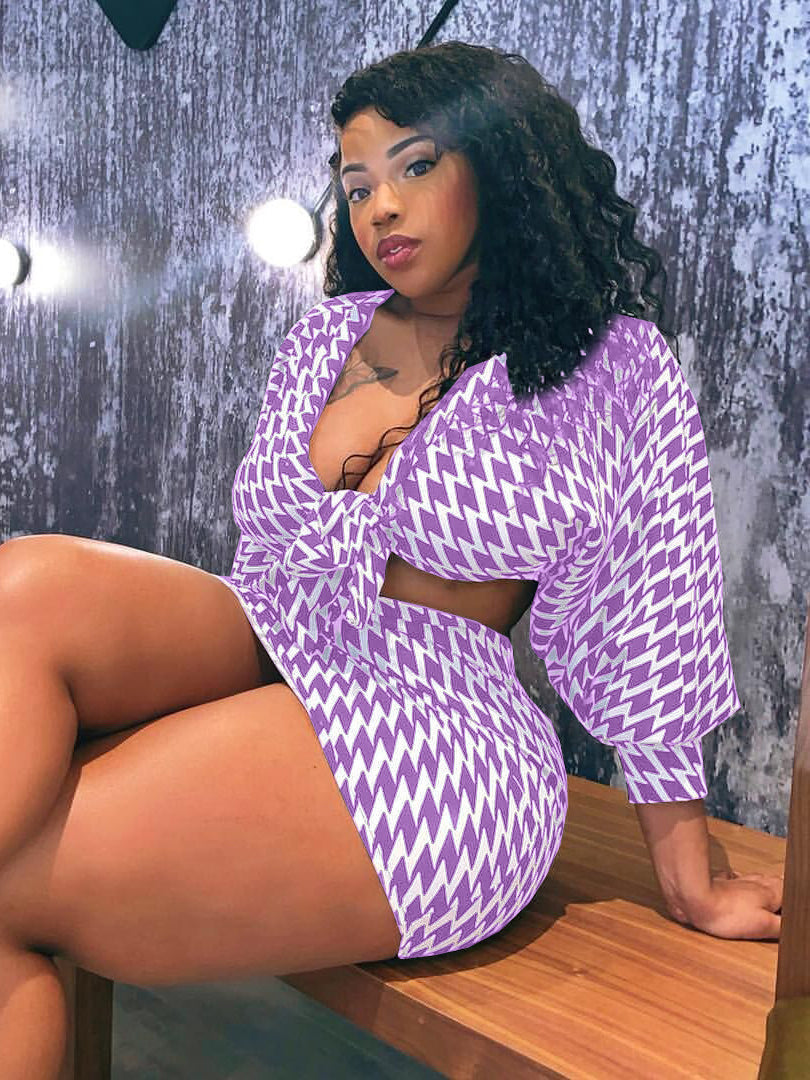 Houndstooth Two Piece Skirt Set