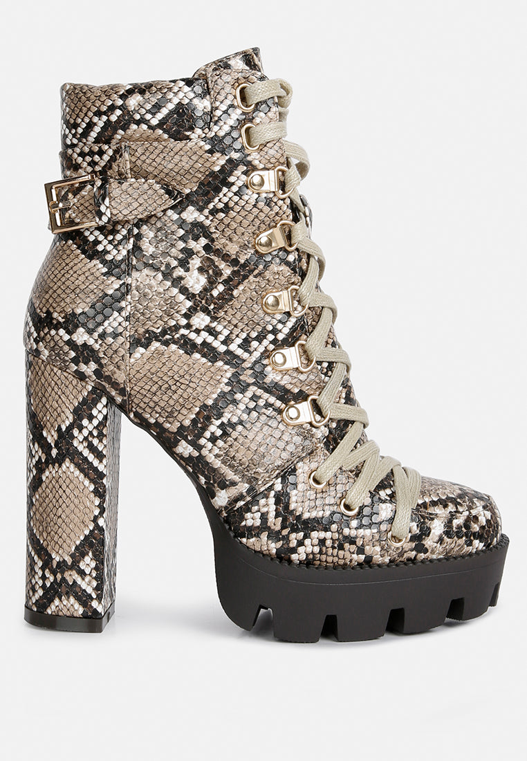 Palmetto Snake Skin Ankle Boots - Sweet Cokie 