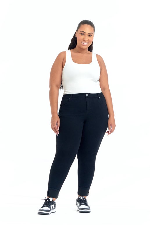 Plus Size Roll Cuff Jean in Black - Sweet Cokie 