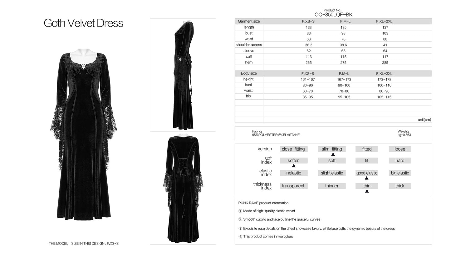 Punk Rave Isolde Velvet Lace Sleeve Dress In Black - Sweet Cokie 