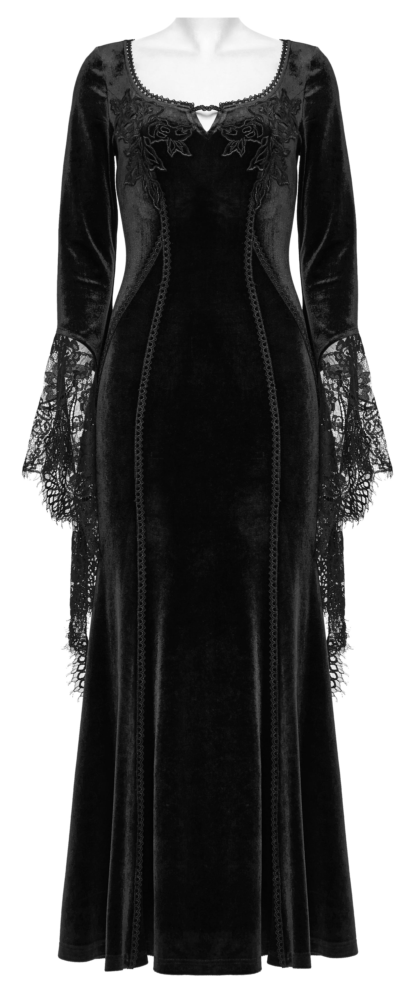 Punk Rave Isolde Velvet Lace Sleeve Dress In Black - Sweet Cokie 