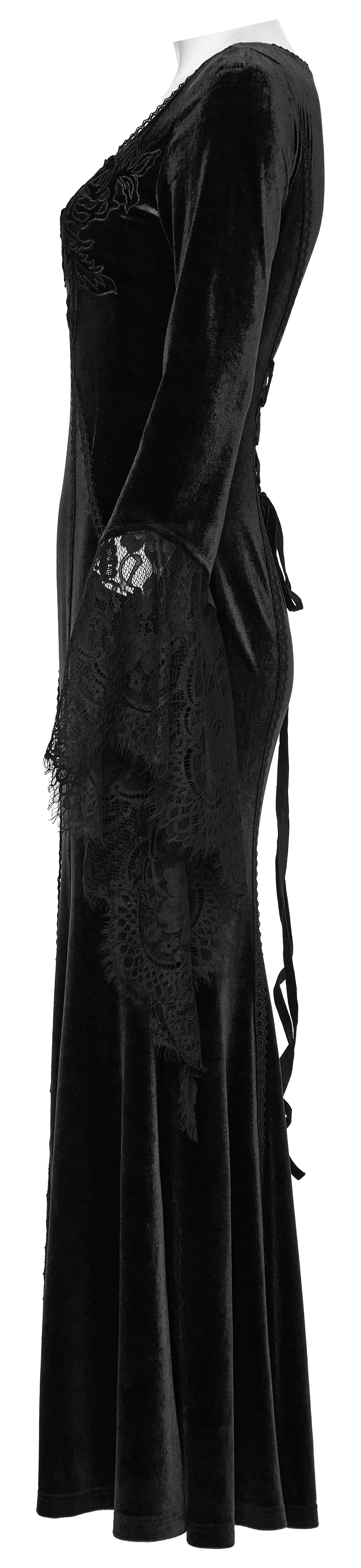 Punk Rave Isolde Velvet Lace Sleeve Dress In Black - Sweet Cokie 