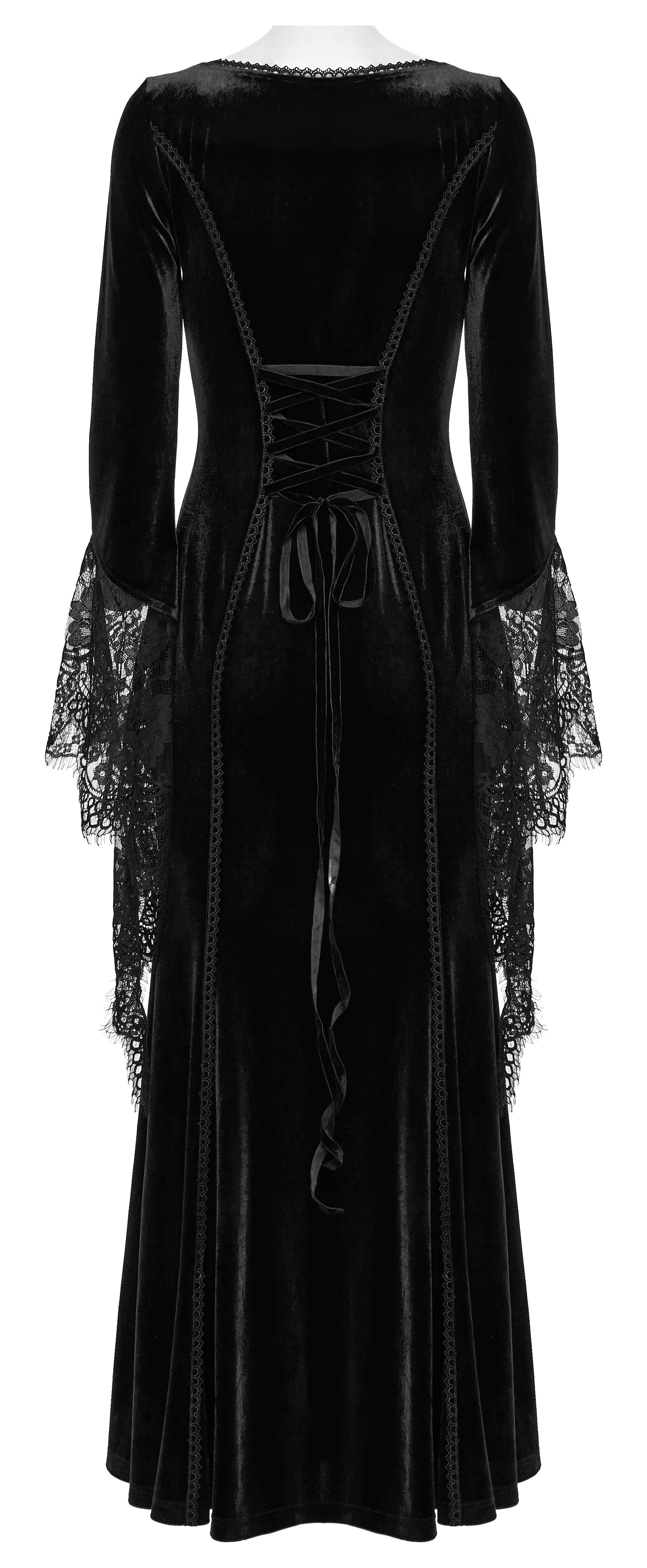 Punk Rave Isolde Velvet Lace Sleeve Dress In Black - Sweet Cokie 