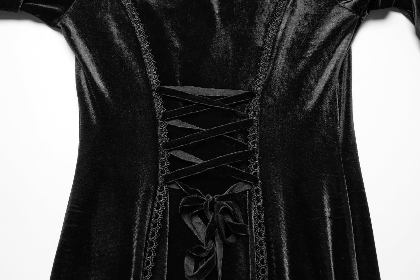 Punk Rave Isolde Velvet Lace Sleeve Dress In Black - Sweet Cokie 