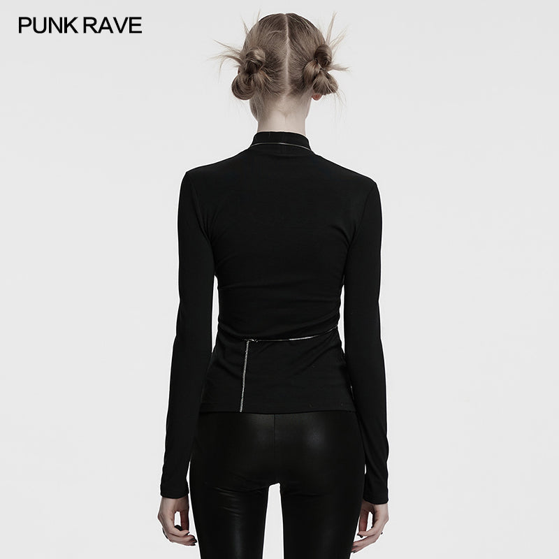 Punk Rave Morrigan Bat Chain Goth Top In Black - Sweet Cokie
