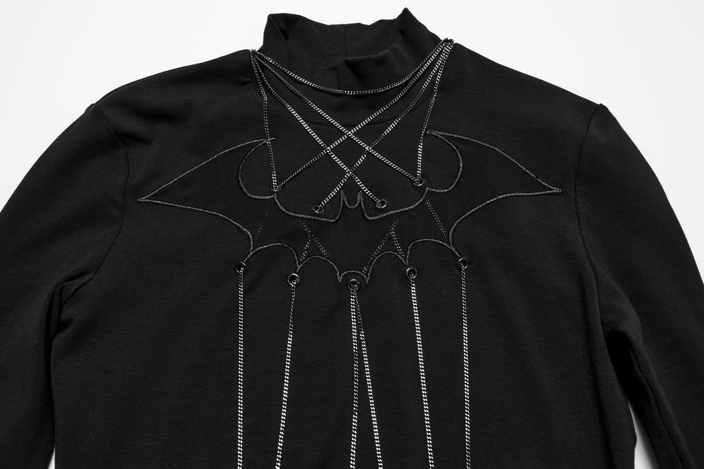 Punk Rave Morrigan Bat Chain Goth Top In Black - Sweet Cokie