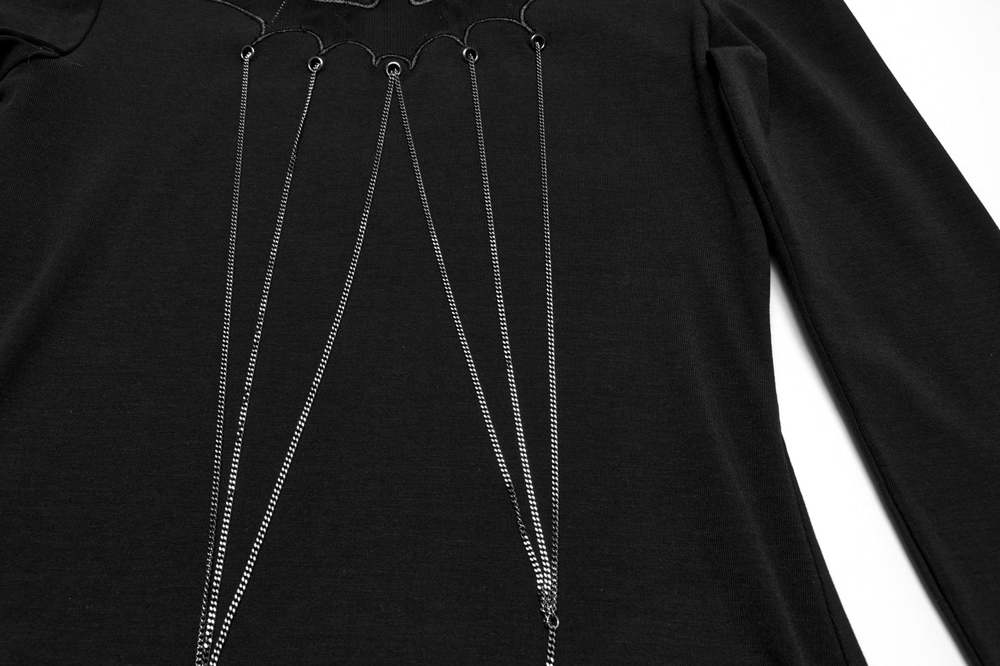 Punk Rave Morrigan Bat Chain Goth Top In Black - Sweet Cokie