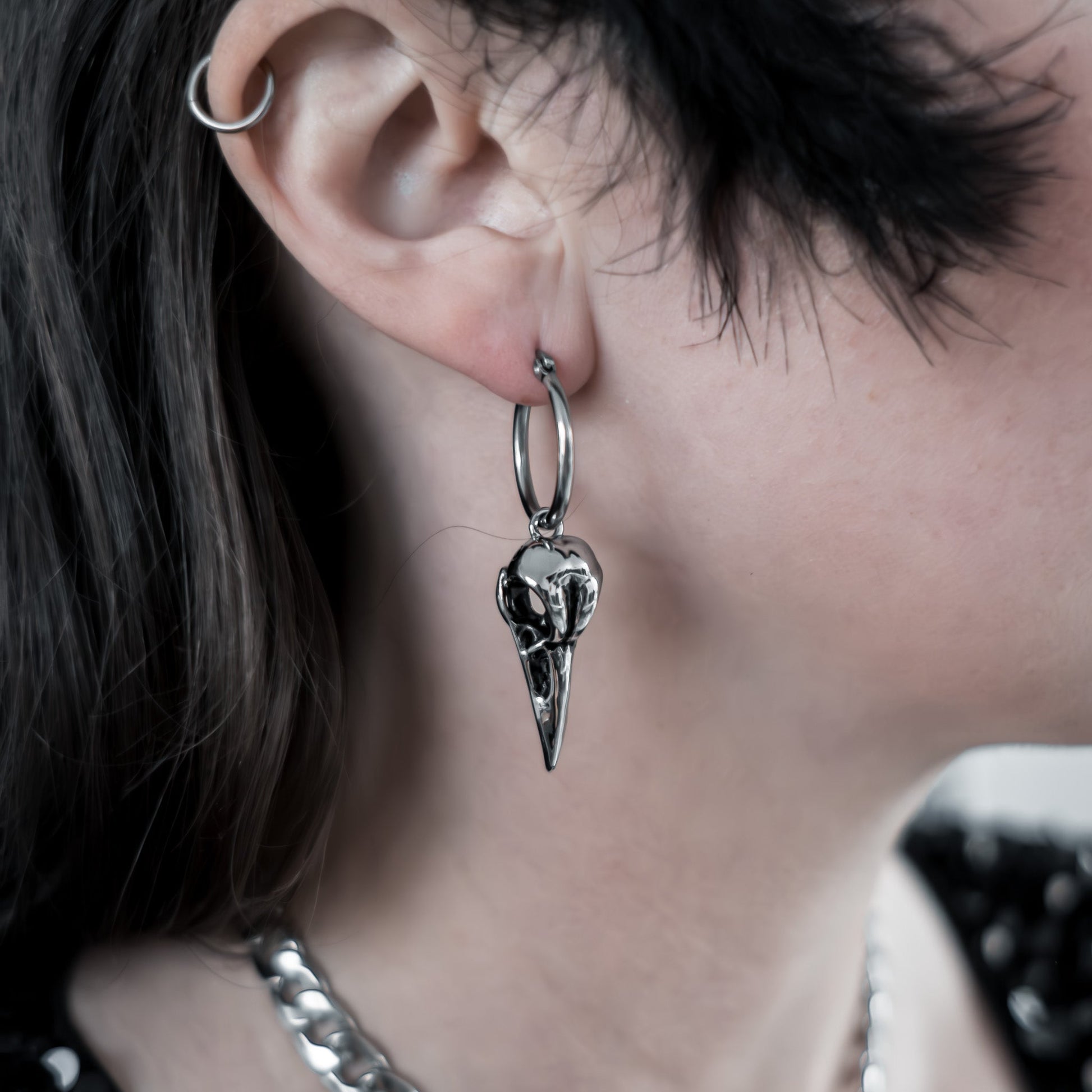 Raven Bird Skull Earrings - Sweet Cokie