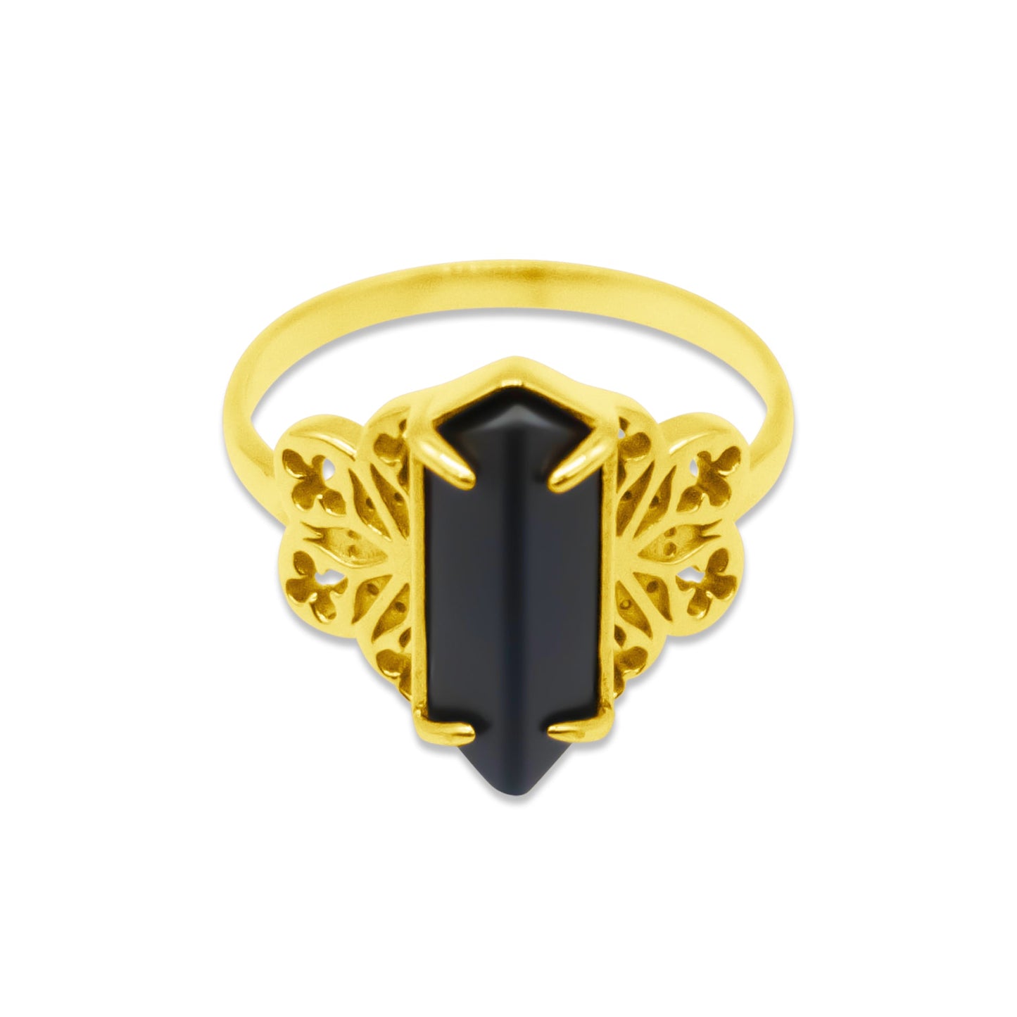 Repent Medieval Black Gemstone Gold Ring - Sweet Cokie 