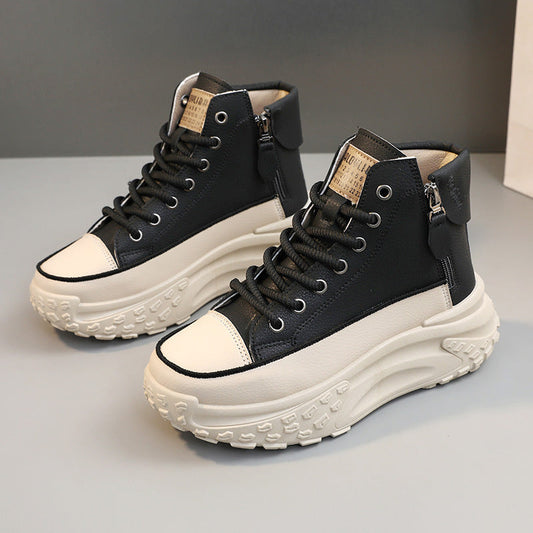 Round Toe Platform Casual Sneakers - Sweet Cokie 