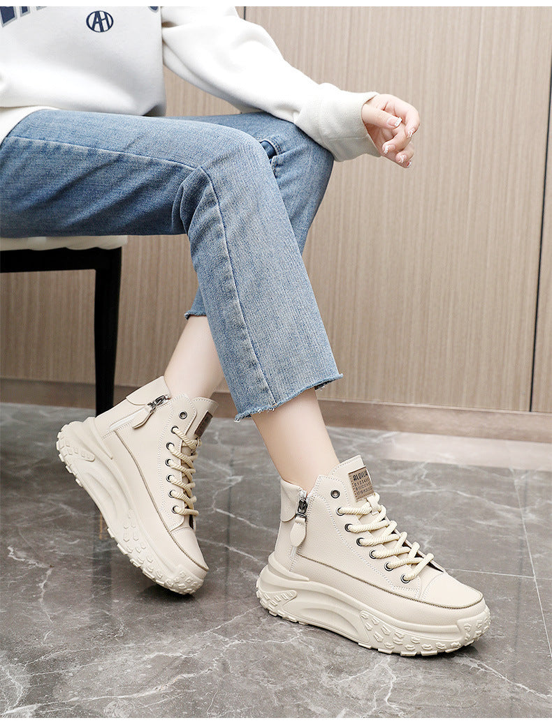 Round Toe Platform Casual Sneakers - Sweet Cokie 