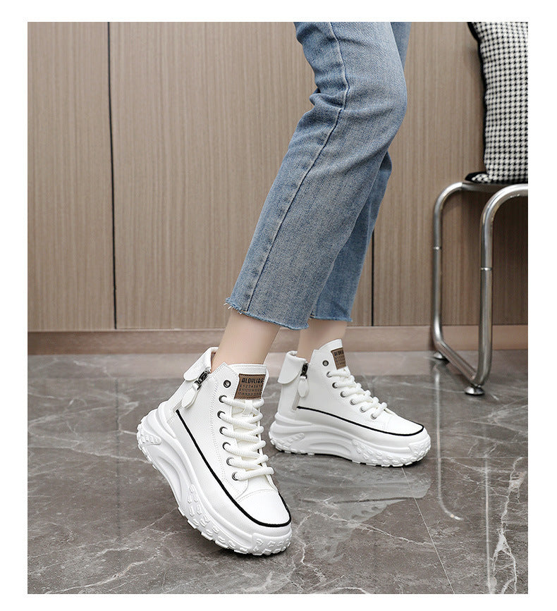 Round Toe Platform Casual Sneakers - Sweet Cokie 
