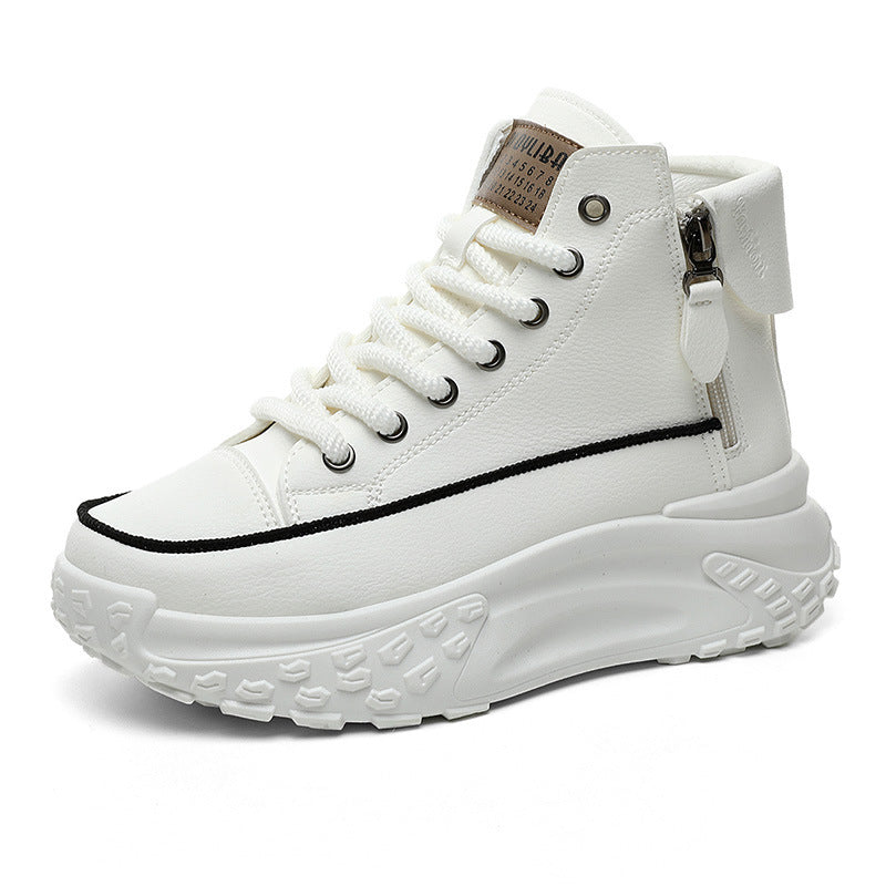 Round Toe Platform Casual Sneakers - Sweet Cokie 
