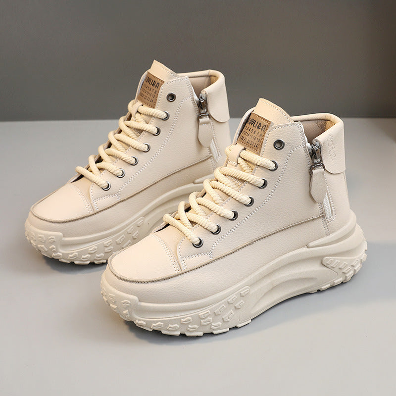 Round Toe Platform Casual Sneakers - Sweet Cokie 