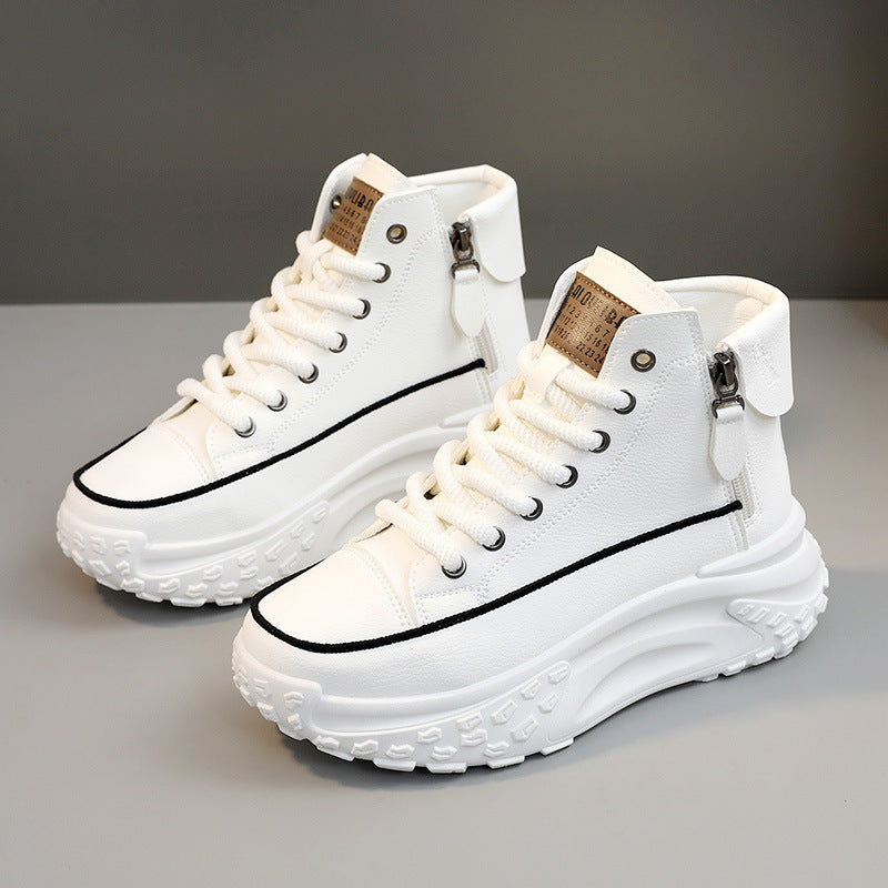 Round Toe Platform Casual Sneakers - Sweet Cokie 