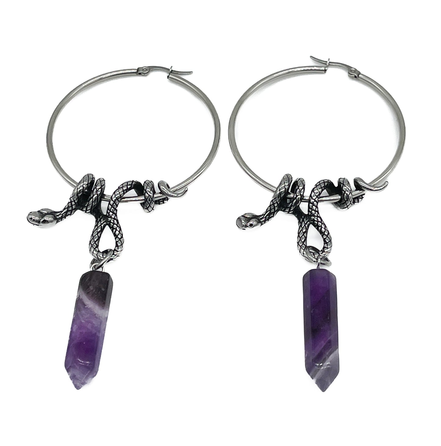 Serpent's Lair Snake Crystal Hoops - Sweet Cokie