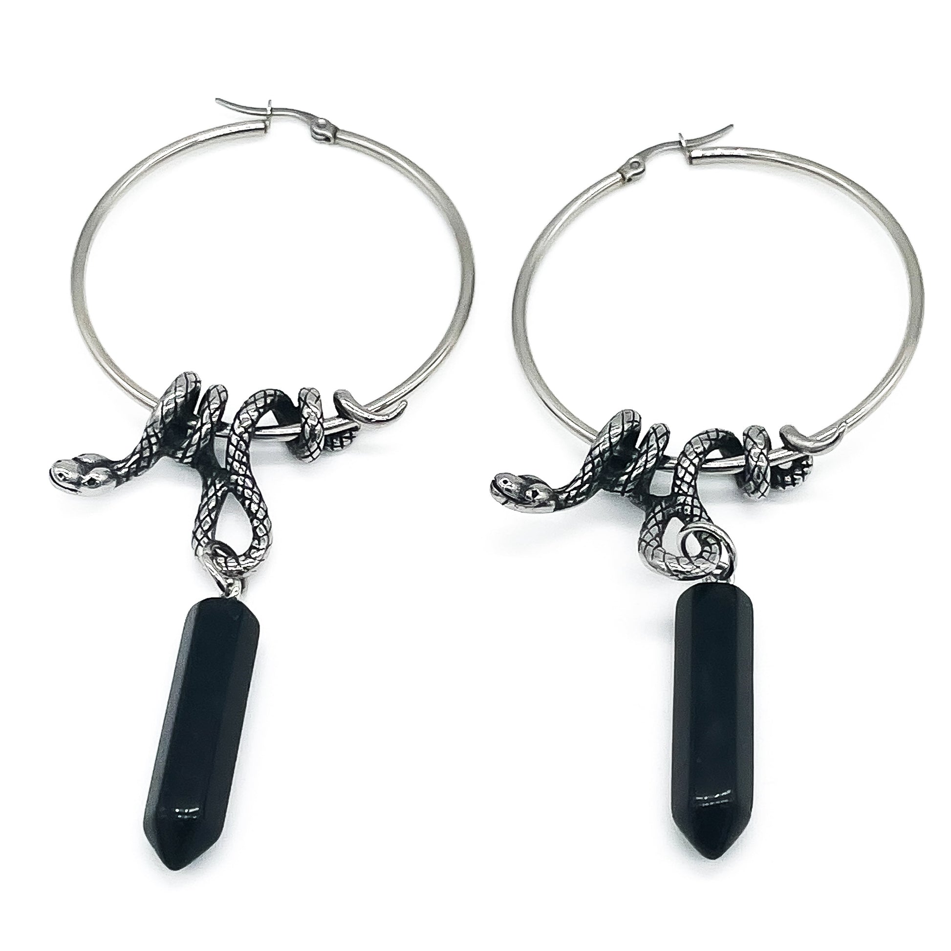 Serpent's Lair Snake Crystal Hoops - Sweet Cokie