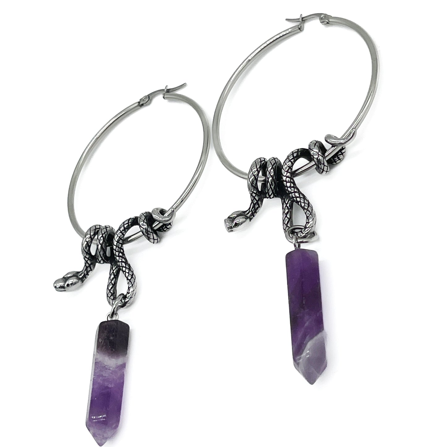 Serpent's Lair Snake Crystal Hoops - Sweet Cokie