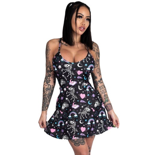 Skeleton Unicorns Skater Dress - Sweet Cokie 