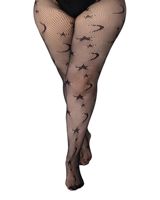 Stars & Moon Curvy Super Stretch Net Tights - Sweet Cokie 