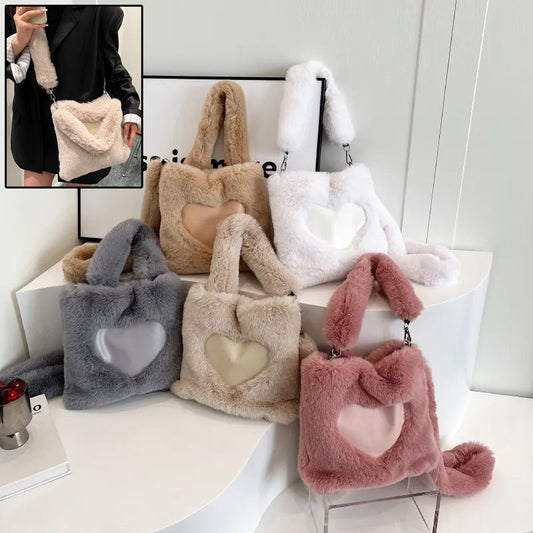 Women Fluffy Shoulder Bag Top-handle Bag - Sweet Cokie 