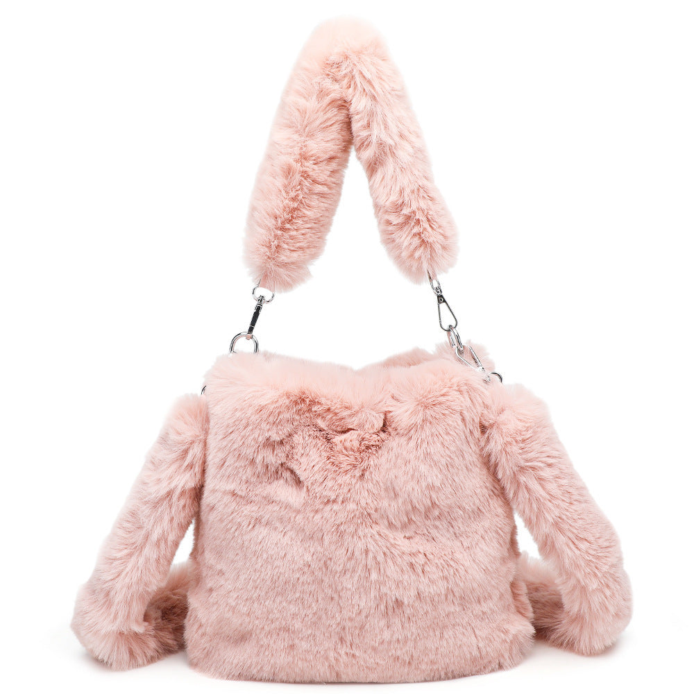 Women Fluffy Shoulder Bag Top-handle Bag - Sweet Cokie 