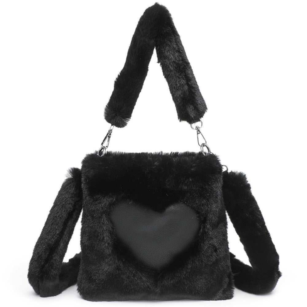 Women Fluffy Shoulder Bag Top-handle Bag - Sweet Cokie 