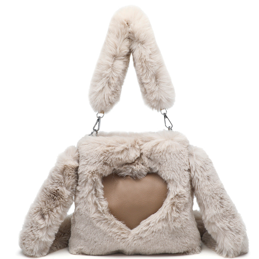 Women Fluffy Shoulder Bag Top-handle Bag - Sweet Cokie 