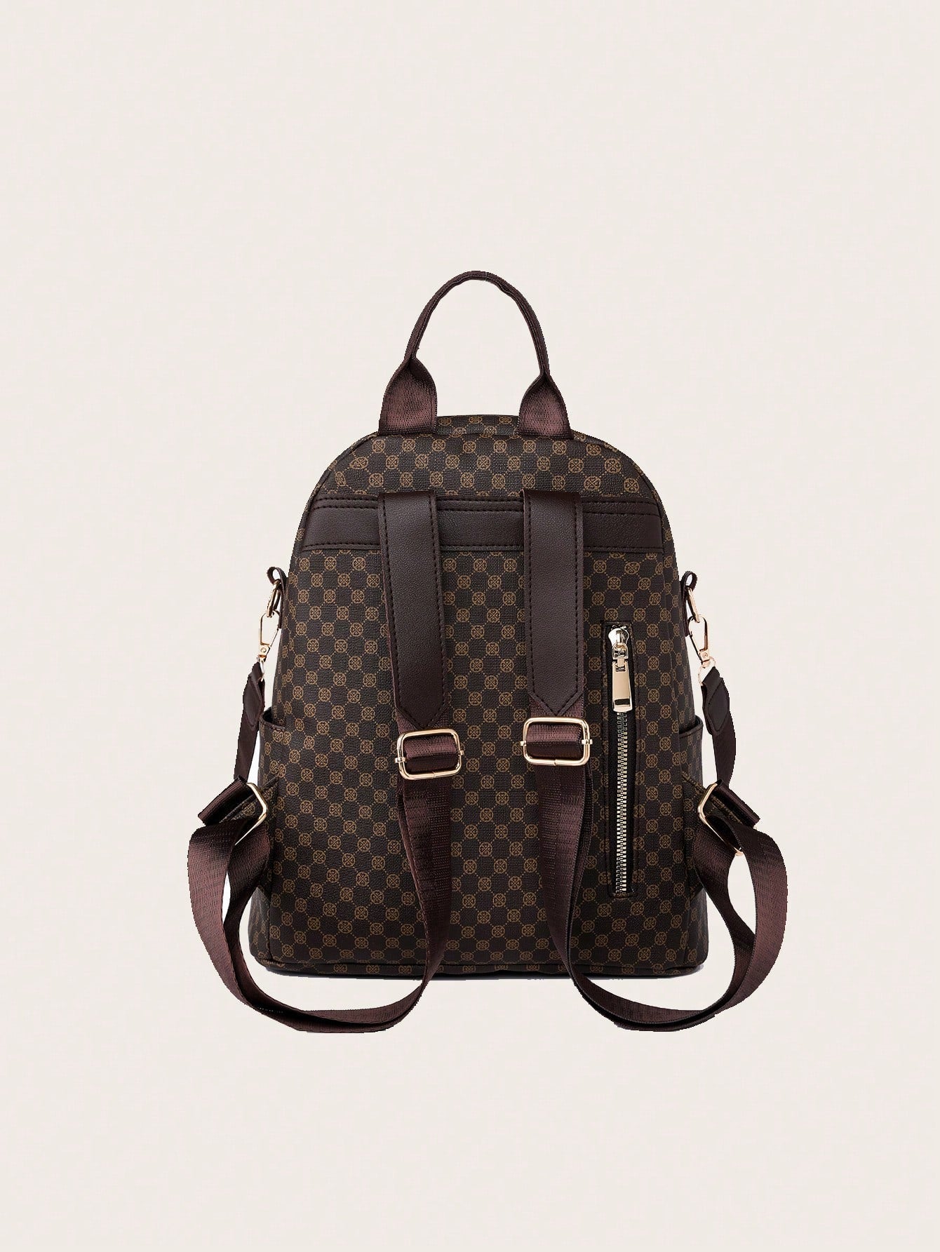 Women's Retro Pu Plaid Backpack, Fashionable And Versatile, Embroidered Travel Shoulder Bag For Students - Sweet Cokie 
