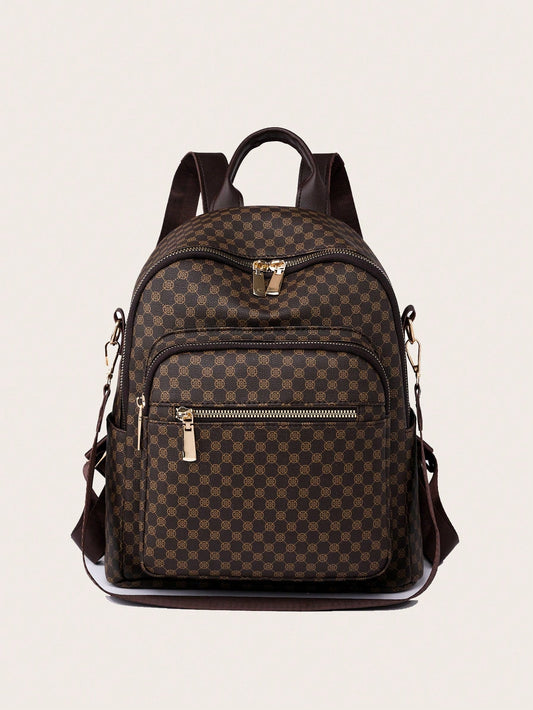 Women's Retro Pu Plaid Backpack | Fashionable And Versatile - Sweet Cokie 