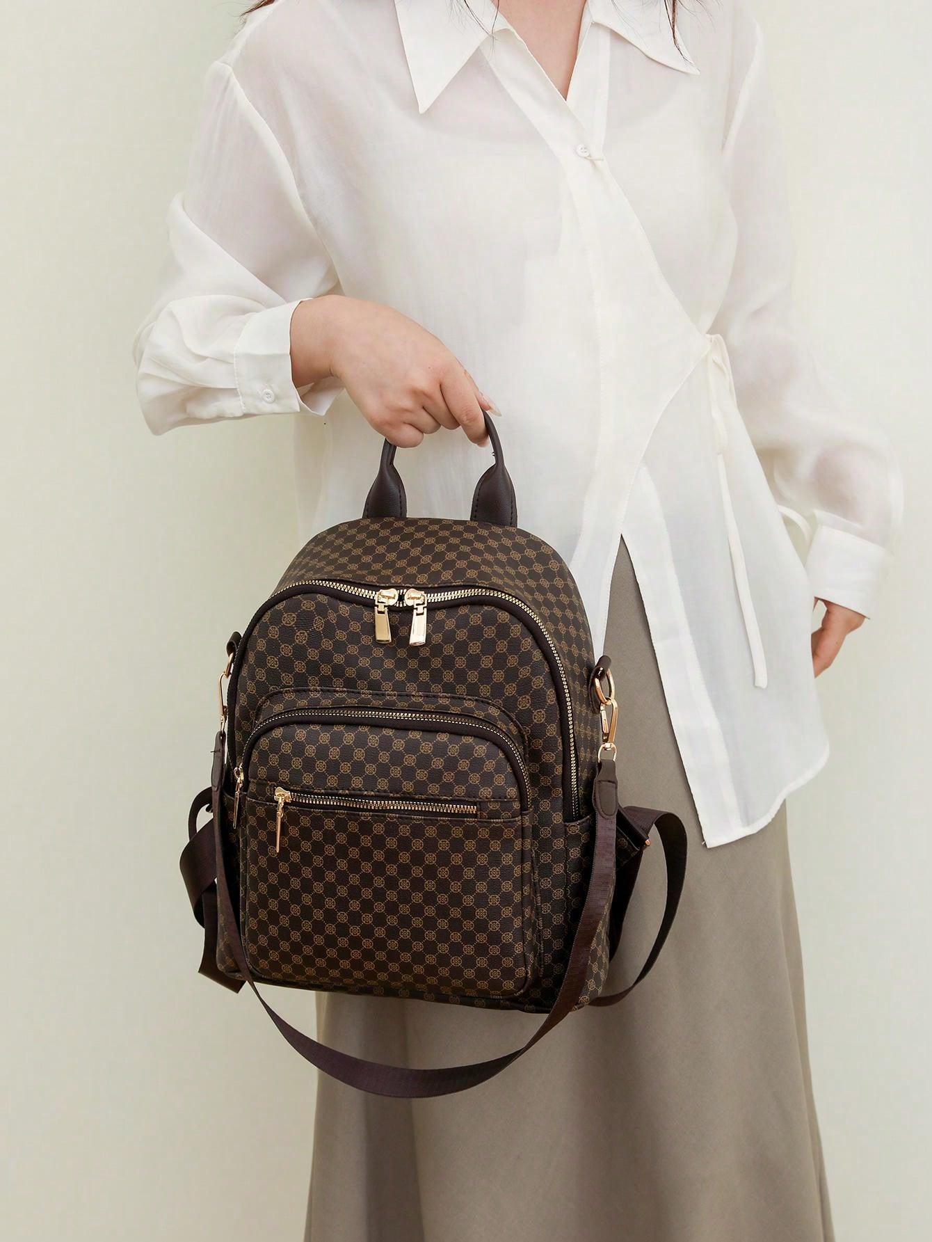 Women's Retro Pu Plaid Backpack | Fashionable And Versatile - Sweet Cokie 