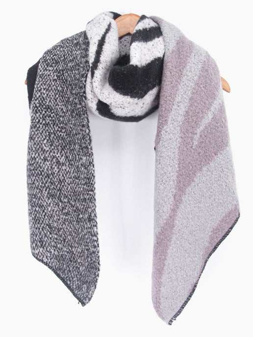 Zia Heavyweight Scarf - Dark Grey, Animal Stripe - Sweet Cokie 